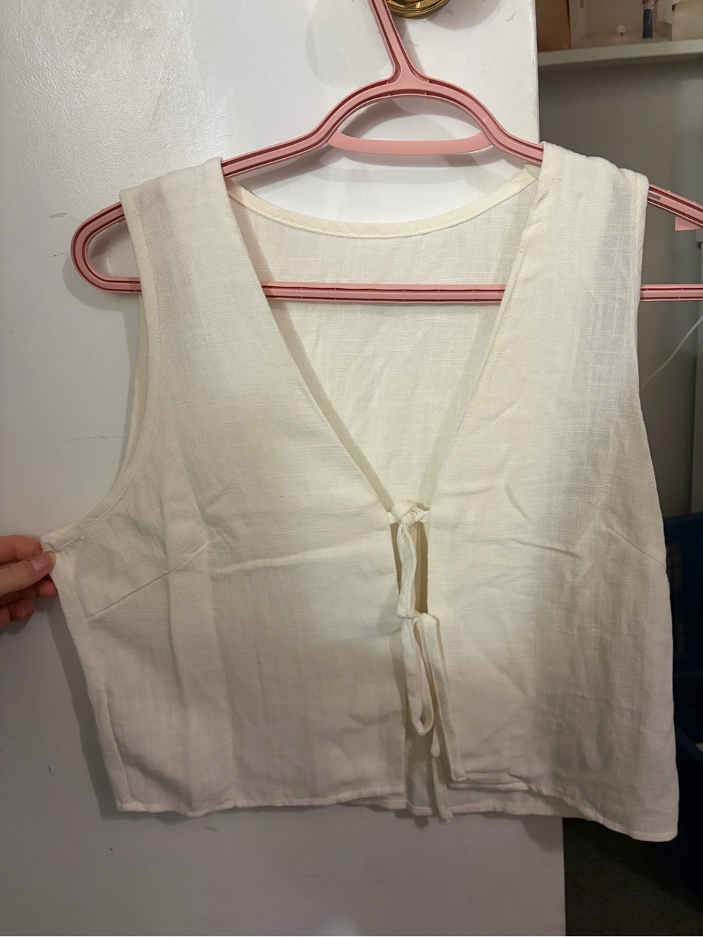 NWOT Linen Tie Front Top